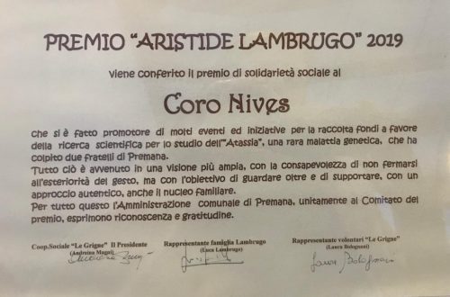 Il coro Nives riceve il premio “Aristide Lambrugo”